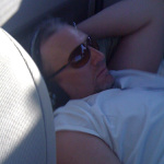 Kristopher Lauchner sleeping in the car