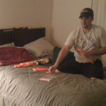 Kristopher Lauchner playing in Sage Capuano's bedroom