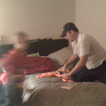 Kristopher Lauchner playing in Sage Capuano's bedroom