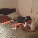 Kristopher Lauchner playing in Sage Capuano's bedroom