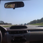 The California freeway from the back seat of the car